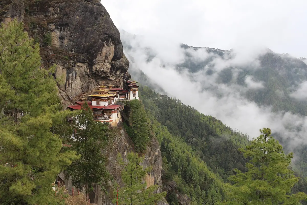 Tiger's Nest (Taktsang) Monastery on a cliff above the Paro valley, Bhutan